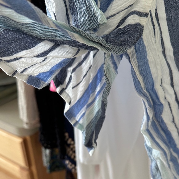 Shore Striped Button-Down Tie-Front Top - Picture 6 of 9